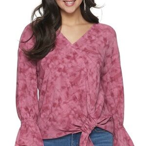 Juicy Couture Rose Tie-Dye Wrap Blouse
